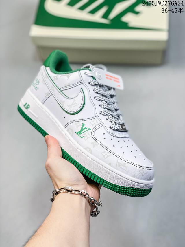 海外限量发售！公司级nike Air Force 1 '07 Low “Lv联名绿--暗夜精灵”空军一号 低帮 运动鞋 休闲鞋 折边针车 工艺难度大 原楦头原纸