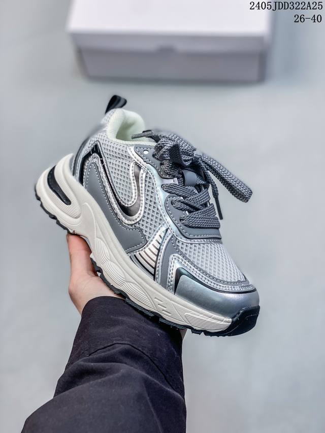 巴黎世家 Balenciaga 赵露思同款 2024最火爆的赵露思网红同款儿童休闲复古风运动鞋 欧洲站走秀款厚底老爹鞋内侧魔术贴百搭跑步鞋炸街童鞋 韩版防滑增高