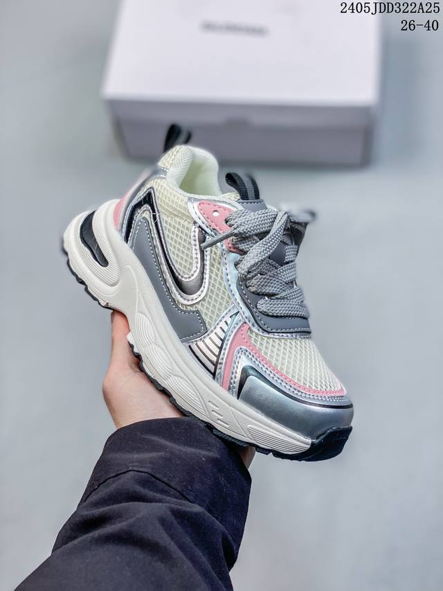 巴黎世家 Balenciaga 赵露思同款 2024最火爆的赵露思网红同款儿童休闲复古风运动鞋 欧洲站走秀款厚底老爹鞋内侧魔术贴百搭跑步鞋炸街童鞋 韩版防滑增高