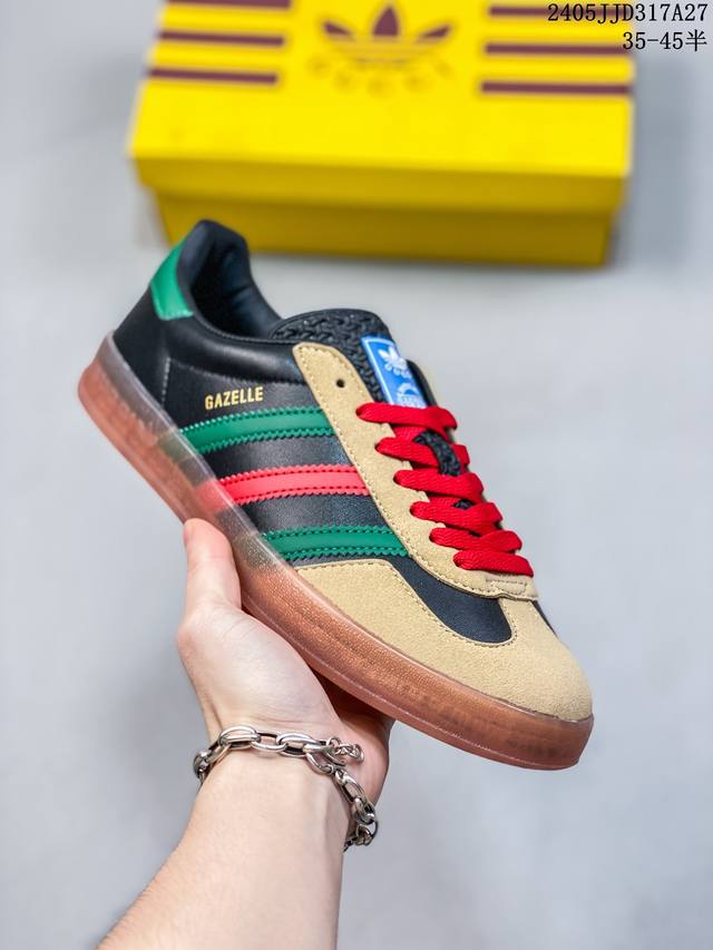 Adidas Originals X Gucci古驰gazelle 经典休闲时尚板鞋 男女款黑色 05Jjd317A27