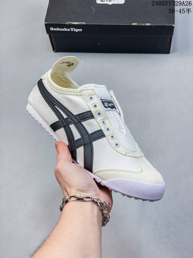 Asics 亚瑟士 Onitsuka Tiger 鬼冢虎帆布一脚蹬 配上超软鞋底，脚感无敌，穿脱方便！经典款 每年必入的单品！享受绝佳的舒适性，春夏秋季百搭单1