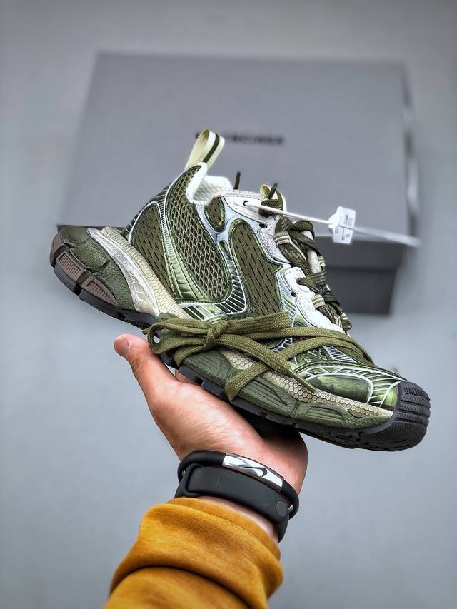 Fvg版本 法国高端奢侈品牌-巴黎世家balenciaga 3Xl Sneakers 3+系列低帮复古阔型底姥爹风潮流百搭休闲慢跑鞋男女鞋配件防尘袋及附送鞋带,