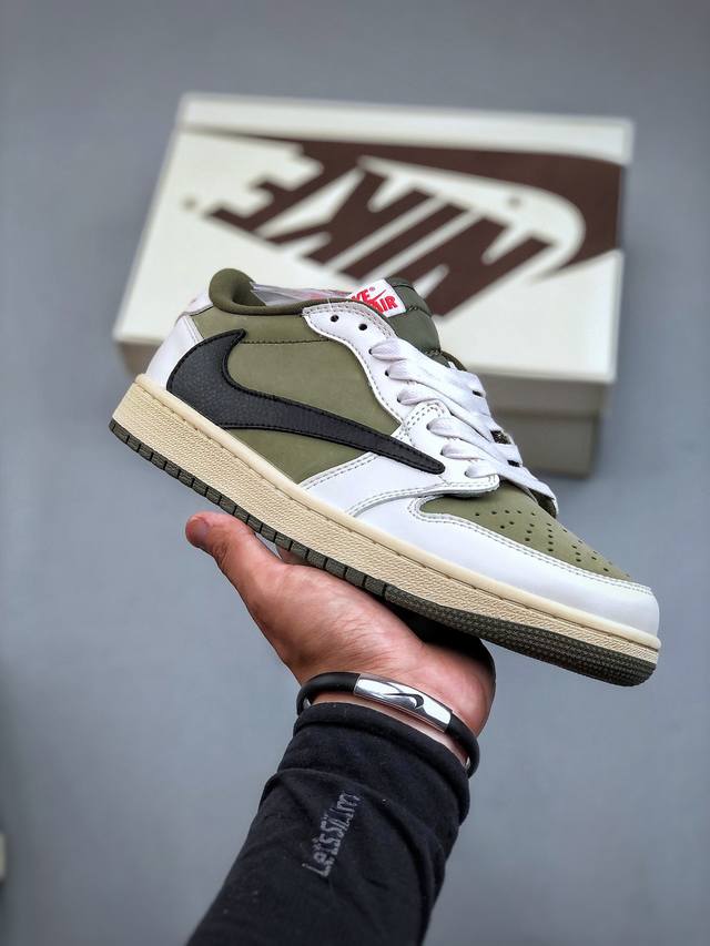 Ts联名倒钩 Ow联名 Off White X Travis Scott X Nike Air Jordan Aj1 Low乔1 低帮联名橄榄绿倒勾乔丹篮球