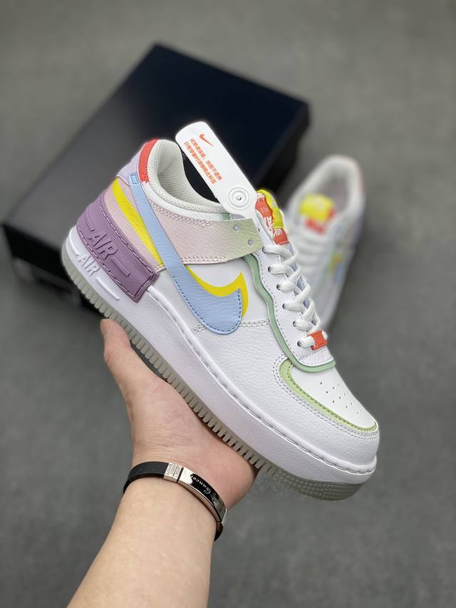 Nk Air Force 1 Shadow 白蓝紫 轻量增高低帮百搭板鞋马卡龙 全新少女系解构主义设计 双层轻量eva发泡中底+防滑rb橡胶外圈底鞋底 货号 ：