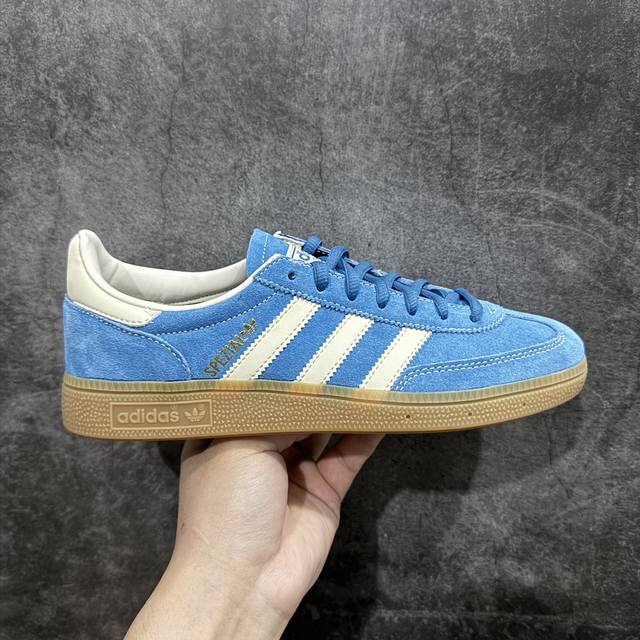 纯原版 Adidas Handball Spezial 阿迪达斯经典款牛皮复古休闲板鞋 蓝白生胶 Ig6194 原厂原档案开发出品 皮料切割干净无任何毛边 鞋型