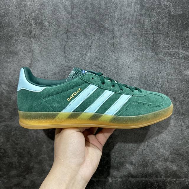 Cs版本 Ad Original Gazelle Indoor Trainers 瞪羚室内鞋系列低帮复古百搭休闲运动德训风板鞋 绿色ig9979 独家前帮工艺加