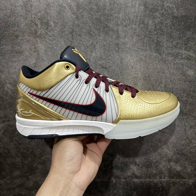 S2纯原 Nk Zoom Kobe 4 Protro Gold Medal 白黑金 S2纯原生产线 科比四代 白黑金 #Zoom Turbo气垫后掌eva缓震