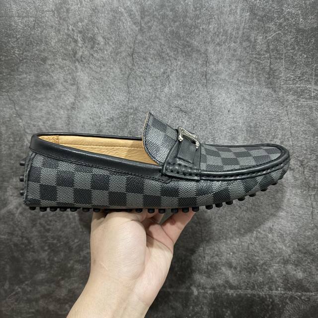 广东纯原版本 Louis Vuitton Major Mocassin Lv马霍尔系列商务休闲懒人平底乐福豆豆驾马鞋“皮革黑深纹棋盘格子”1A9Yv3 本款 M