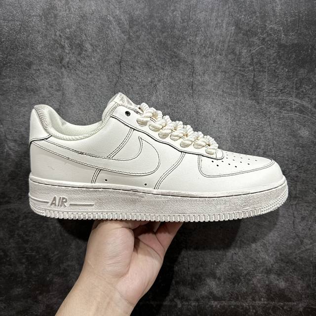 定制款 Nike By You Air Force 1'07 Low Retro Sp空军一号低帮经典百搭休闲运动板鞋“米白黑做旧麻绳粗鞋带”315122-33