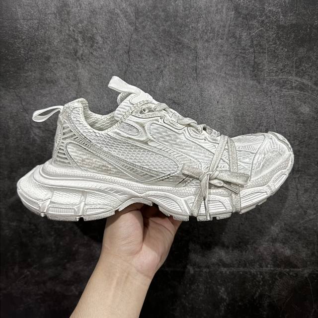 X版纯原 Balenciaga 3Xl Sneakers 巴黎世家十代网布系带低帮走秀复古老爹鞋 白色 全新版本 全新顶端品质 全套原纸板楦头开发 最原汁原味的