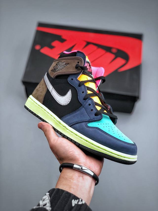 Air Jordan I High Og “Bio Hack”Aj1高帮 黑客联名 鞋身整体配色风格近似2005年时推出的undftd X Nike Dunk