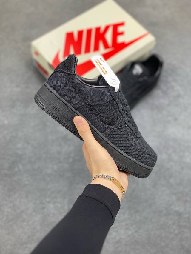 超级福利 核心特价 独家供货 长期补货 ##Stussy X Air Force 1 '07 Black Cool 斯图西联名空军 “黑麻布电绣钩子”原楦原纸版