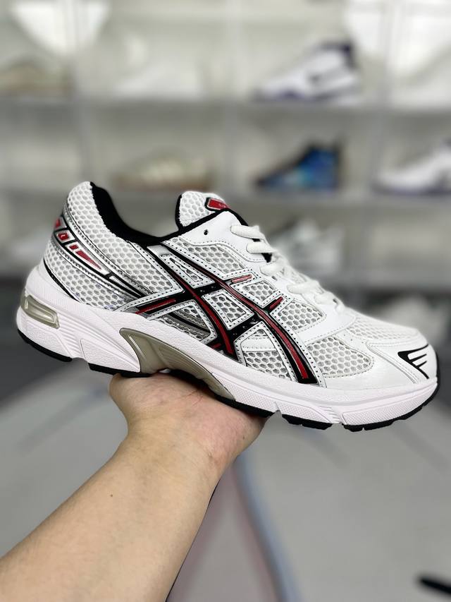 Y版纯原 Asics Gel-1130 舒适时尚 织物防滑耐磨轻便 低帮 休闲跑步鞋 男女同款 白红 此款gel-1130鞋面采用织物和合成革拼接材质，造型时尚