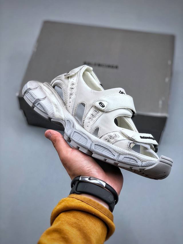 Balenciaga 3Xl Sandals 3+系列复古姥爹风潮流沙滩凉鞋 件防尘袋及附送鞋带全部采用原档案原楦数据开发 1:1比例克重 原鞋一致轻度做旧效果