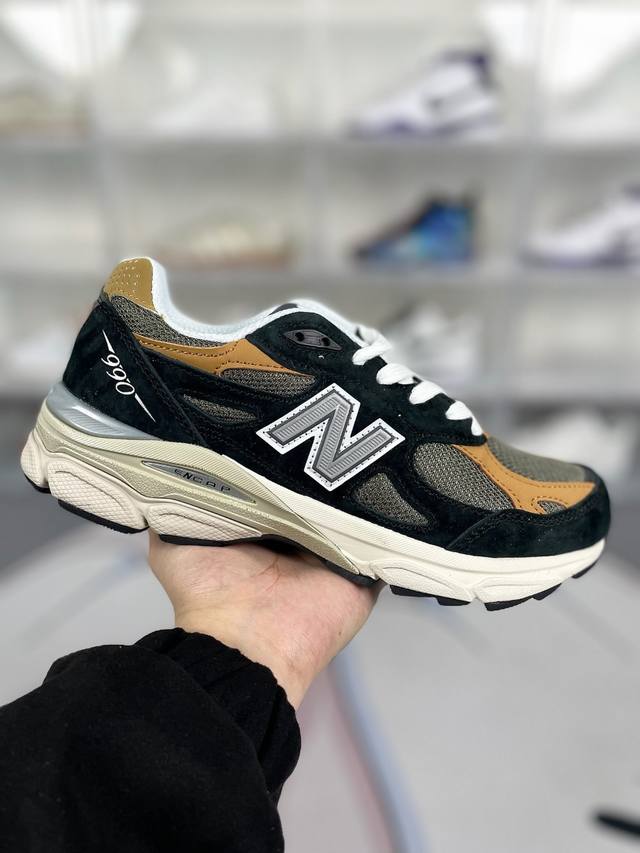 H版纯原 New Balance Nb 990 V3 复古减震防滑耐磨包裹性支撑轻便 低帮 休闲跑步鞋 男女同款 黑棕 新百伦 原厂数据开发 原厂网纱 正确卡色