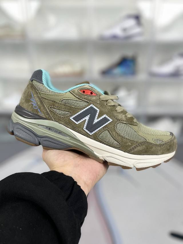 H版纯原 New Balance Nb 990 V3 复古减震防滑耐磨包裹性支撑轻便 低帮 休闲跑步鞋 男女同款 军绿 新百伦 原厂数据开发 原厂网纱 正确卡色