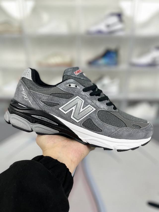 H版纯原 New Balance Nb 990 V3 复古减震防滑耐磨包裹性支撑轻便 低帮 休闲跑步鞋 男女同款 灰黑 新百伦 原厂数据开发 原厂网纱 正确卡色