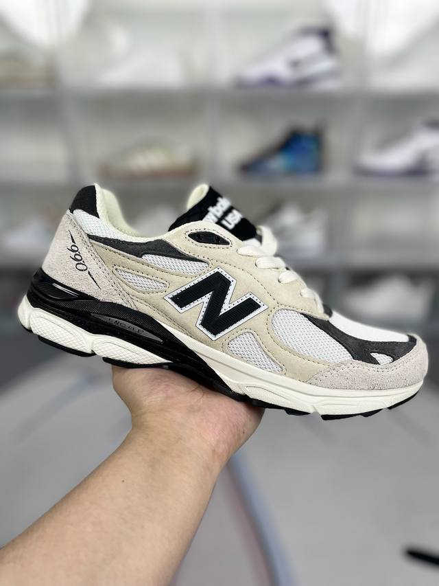 H版纯原 New Balance Nb 990 V3 复古减震防滑耐磨包裹性支撑轻便 低帮 休闲跑步鞋 男女同款 米黑 新百伦 原厂数据开发 原厂网纱 正确卡色