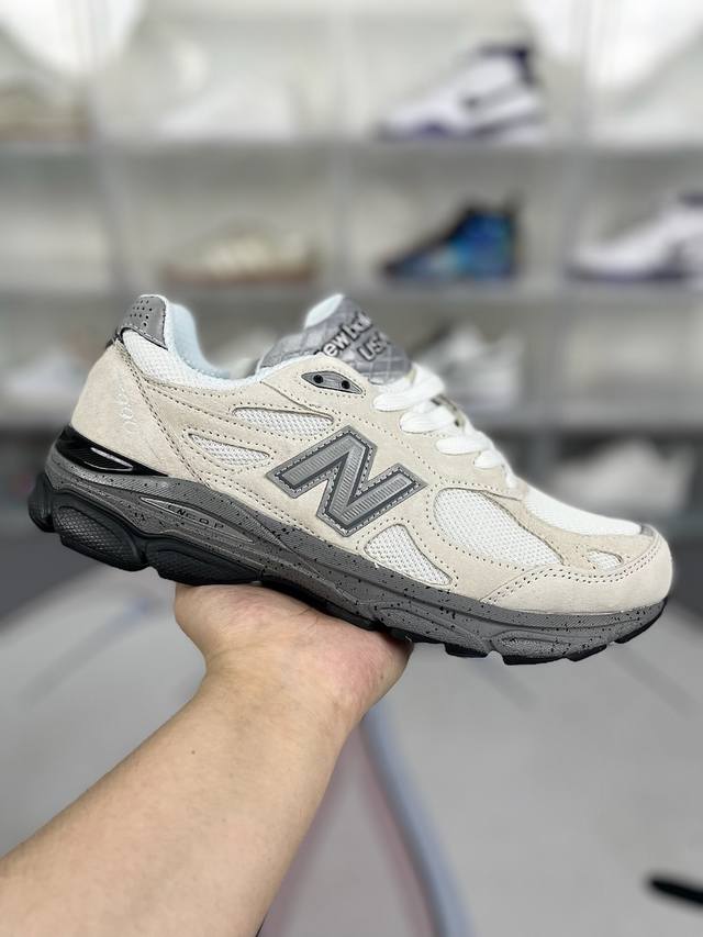 H版纯原 New Balance Nb 990 V3 复古减震防滑耐磨包裹性支撑轻便 低帮 休闲跑步鞋 男女同款 米灰黑 新百伦 原厂数据开发 原厂网纱 正确卡