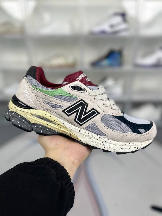 H版纯原 New Balance Nb 990 V3 复古减震防滑耐磨包裹性支撑轻便 低帮 休闲跑步鞋 男女同款 米灰绿 新百伦 原厂数据开发 原厂网纱 正确卡