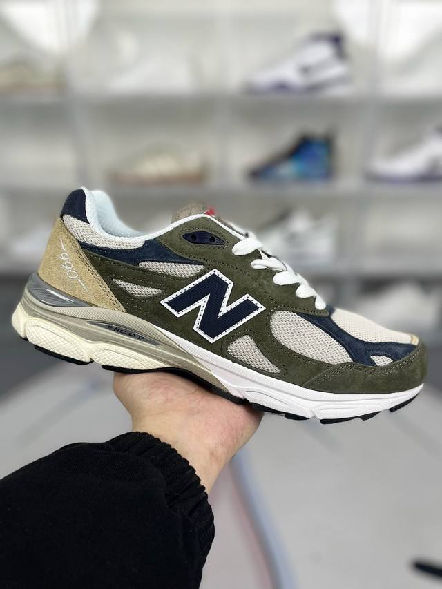 H版纯原 New Balance Nb 990 V3 复古减震防滑耐磨包裹性支撑轻便 低帮 休闲跑步鞋 男女同款 深绿蓝 新百伦 原厂数据开发 原厂网纱 正确卡