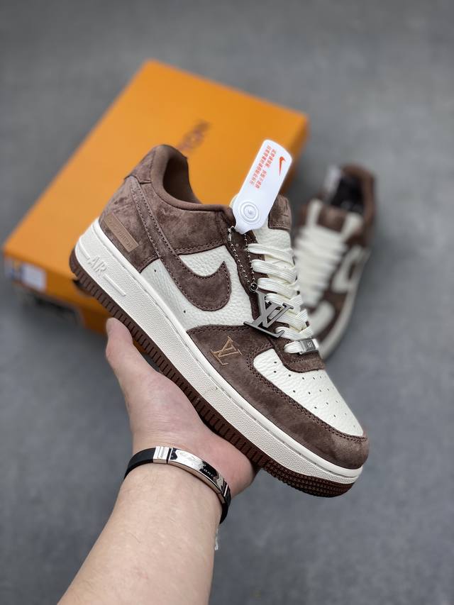 海外限量发售！公司级nike Air Force 1 '07 Low “Lv联名--巧克力猪八”空军一号 低帮 运动鞋 休闲鞋 折边针车 工艺难度大 原楦头原纸