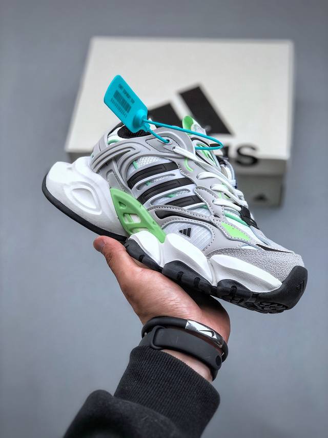 Adidas Xlg Runner Deluxe 跑步者豪华版系列低帮厚底增高老爹风复古缓震休闲运动慢跑鞋“浅灰白黑绿”Ih7800 尺码：36-45 半