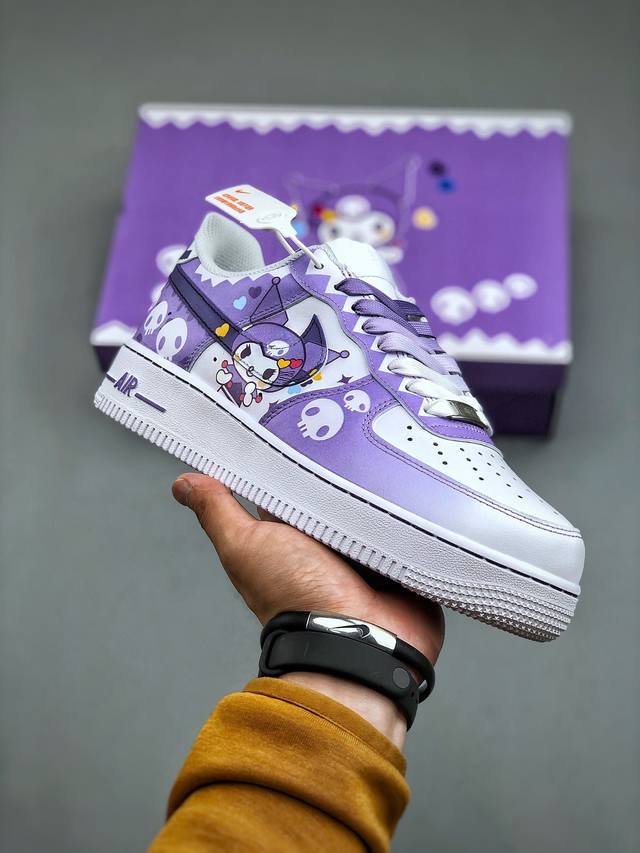 Doraemon X Nk Air Force 1'07 Low 小巫女联名款 骷髅头 渐变白紫 空军一号低帮休闲板鞋 Cw2288-111 #定制皮料 纯正空