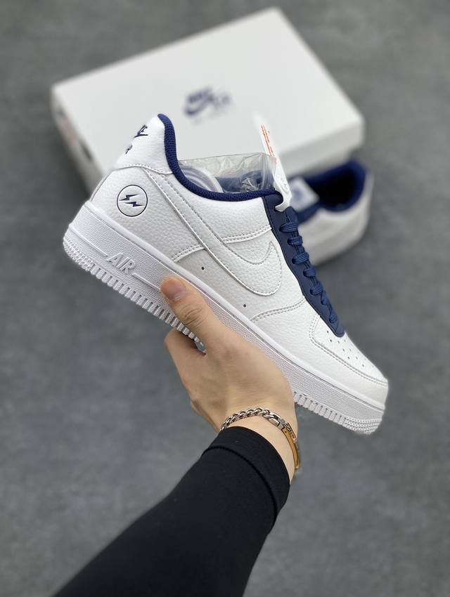 官方限量发售 公司级fragment Design X Nike Air Force 1 Low 闪电 藤原浩联名 白深蓝 经典空军一号低帮休闲板鞋 3M反光