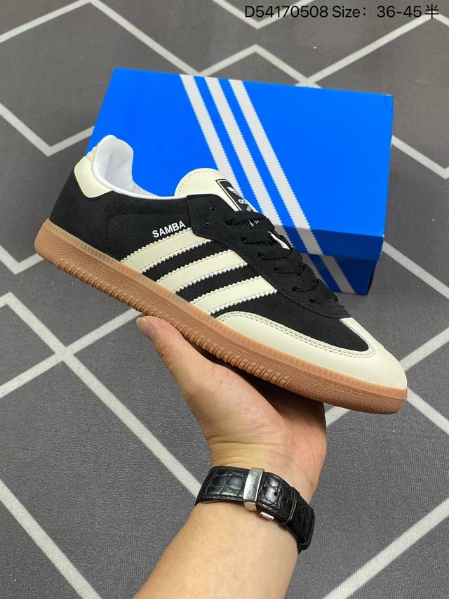 Adidas Originals Samba Og Off White 桑巴舞系列绅士德训足球风百搭低帮休闲运动板鞋“芝麻黄黑生胶底”Ie5836 尺码：36-