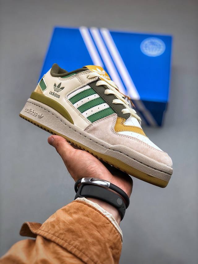 Adidas Forum Low Cl 三叶草低邦经典魔术贴复古板鞋 男女潮流头层皮休闲鞋原楦原数据开发 采用牛培皮革材质全头层皮鞋面 原盒原标 专供外贸渠道官