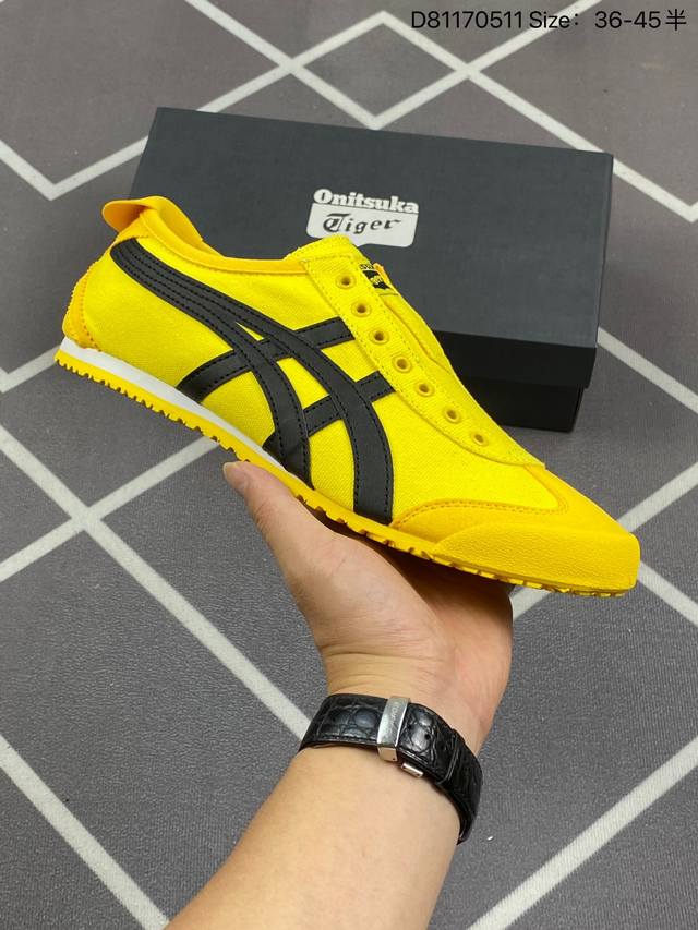 Onitsuka Tiger 鬼冢虎帆布一脚蹬 “帆布李小龙黄黑” 货号: 1183A746-750 尺码：36 37 37.5 38 39 39.5 40.5