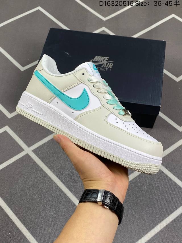 公司级官方同步id定制 原装版本 Nike Air Force 1 Low '07蓝勾渐变配色 低帮空军一号休闲板鞋 定制皮料 原楦原纸板 正品nfc感应芯片