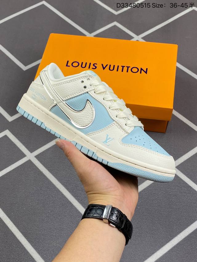 公司级 头层［定制球鞋］ Louis Vuitton X Nike Dunk Sb Low 路易威登 X 耐克 Sb 低帮 Lv联名米白黑 鞋身以黑白色作为主色