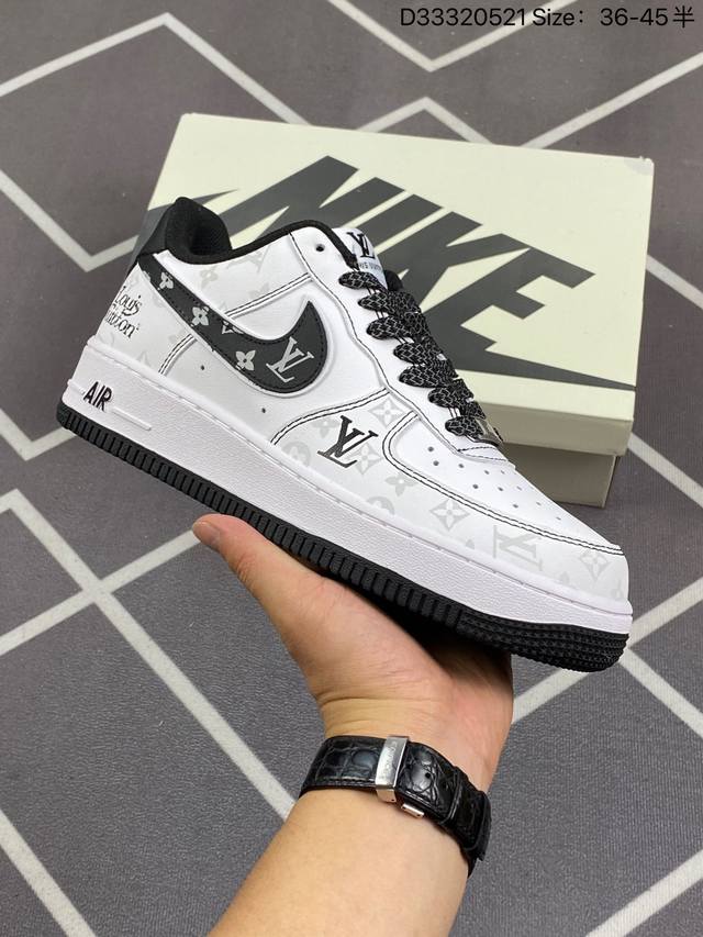 公司级海外限量发售！公司级nike Air Force 1 '07 Low “Lv联名-雅典灰”空军一号 低帮 折边针车 工艺难度大 原楦头原纸板 原装鞋盒 定