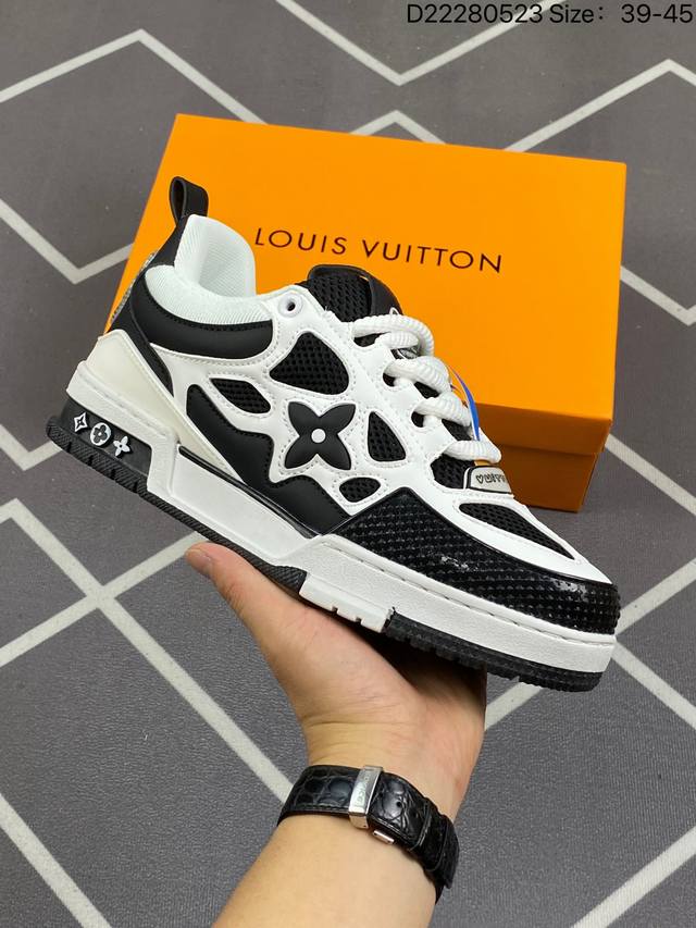 全新lv路易威登louis Vuitton Trainer Sneaker Low休闲运动文化百搭篮球板鞋 D22280523 Size：39-45