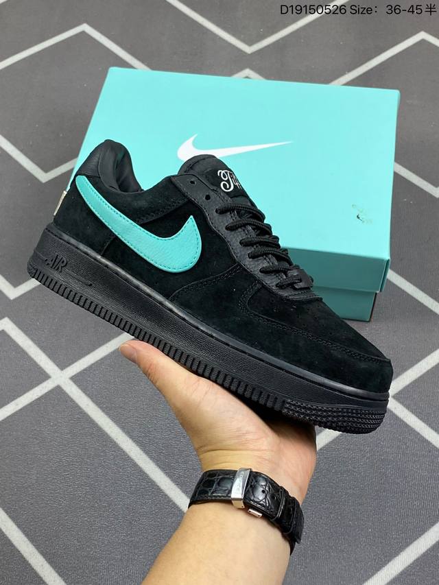 特价联名奢侈品大牌-蒂芙尼 Tiffany & Co. X Nike Air Force 1 Low Sp”1837“空军一号经典低帮百搭休闲运动板鞋“联名黑蒂