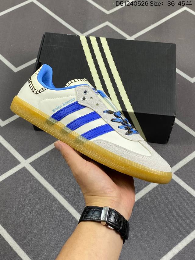 阿迪达斯 Adidas Samba新款 德训鞋 时尚休闲运动板鞋- Wales Bonner 的 Adidas Samba “Studded”亮相，Adidas