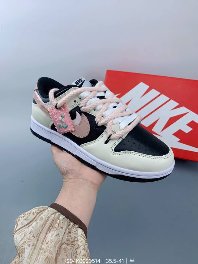 Nike Dunk Low 白梦花园 舒适 百搭 耐磨低帮 板鞋gs 灵感来源于芭比粉色，随赠搭配精美配件，同时使用双绑带设计，彰显细节。 Size：如图 编码