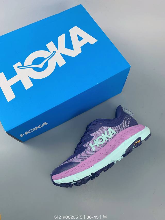 Hoka W Mafate Speed 4 全新配色 品牌来自于新西兰的毛利语，Hoka表示大地，One One表示飞越，连起来就是飞越地平线，Hoka在超厚中