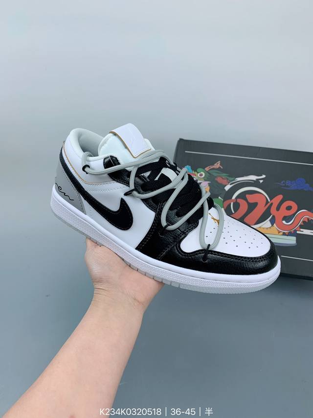 Nk Air Jordan 1 Low Chinese Style Aj1乔丹一代低帮经典复古文化休闲运动篮球鞋“卡其绿国风绑绳” Size：如图 编码：K23