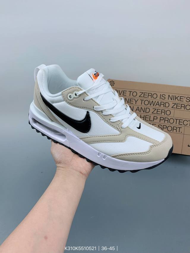 Nk Air Max Dawn 黎明系列低帮气垫百搭休闲运动慢跑鞋 采用柔软翻毛皮和透气梭织材料打造利落鞋面 中底和鞋跟融入现代感线条设计 兼具复古风格与时尚魅