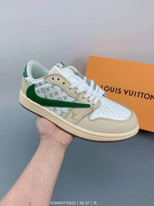 当红嘻哈歌手特拉维斯 斯科特联乘路易威登louis Vuitton X Travis Scott X Nike Air Jordan 1 Low Og Sp D