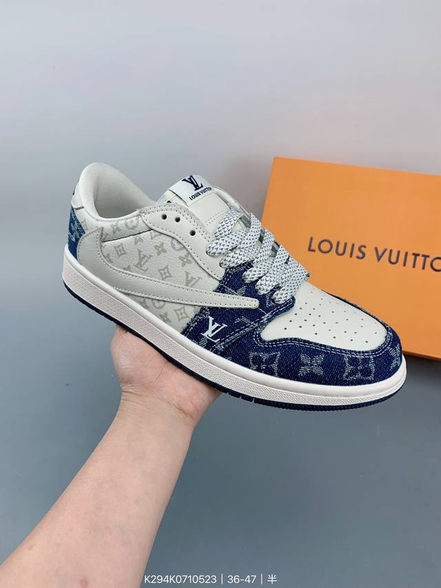 当红嘻哈歌手特拉维斯 斯科特联乘路易威登louis Vuitton X Travis Scott X Nike Air Jordan 1 Low Og Sp D