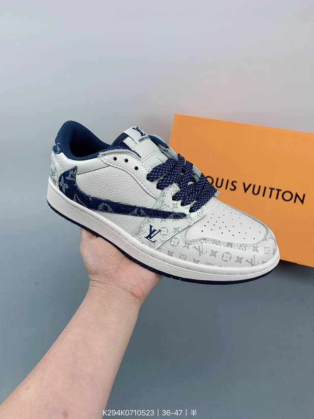 当红嘻哈歌手特拉维斯 斯科特联乘路易威登louis Vuitton X Travis Scott X Nike Air Jordan 1 Low Og Sp D