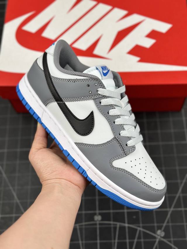 核心私 公司级耐克nike Sb Dunk Low 扣篮系列 白蓝灰 复古低帮休闲运动滑板板鞋 采用脚感柔软舒适zoomair气垫，有效吸收滑板等极限运动在落地