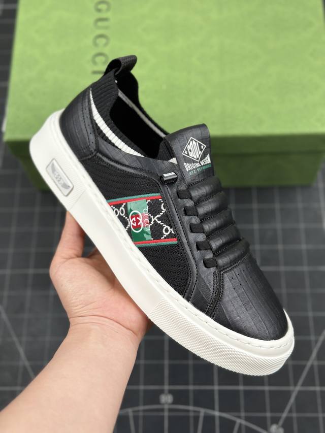 核心私 Gucci 轻奢单品 广东品质原厂 高奢古驰gucci Screener Gg High-Top Sneaker休闲潮鞋系列 意大利进口超软小牛皮+刺绣