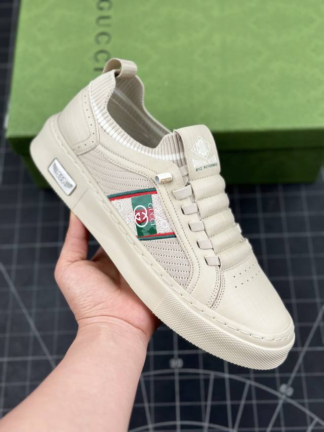 核心私 Gucci 轻奢单品 广东品质原厂 高奢古驰gucci Screener Gg High-Top Sneaker休闲潮鞋系列 意大利进口超软小牛皮+刺绣