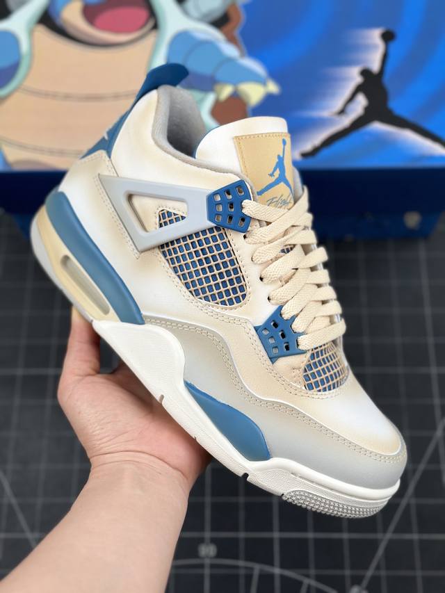 核心私 超人气og配色，耐克nike Air Jordan 4 Retro Military Blue 迈克尔 乔丹aj4代中帮复古休闲运动文化篮球鞋复刻杰尼龟