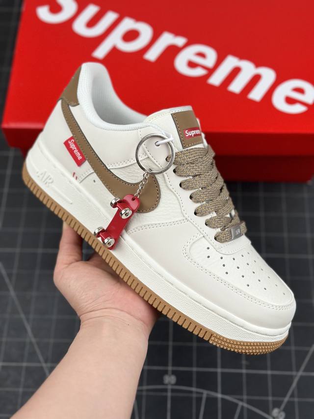 核心私 Supreme X Nk Air Force 1'07 Low 滑板系列-咖啡棕 空军一号低帮休闲板鞋 #原楦头原纸板 原装鞋盒 定制五金配件 内置全掌